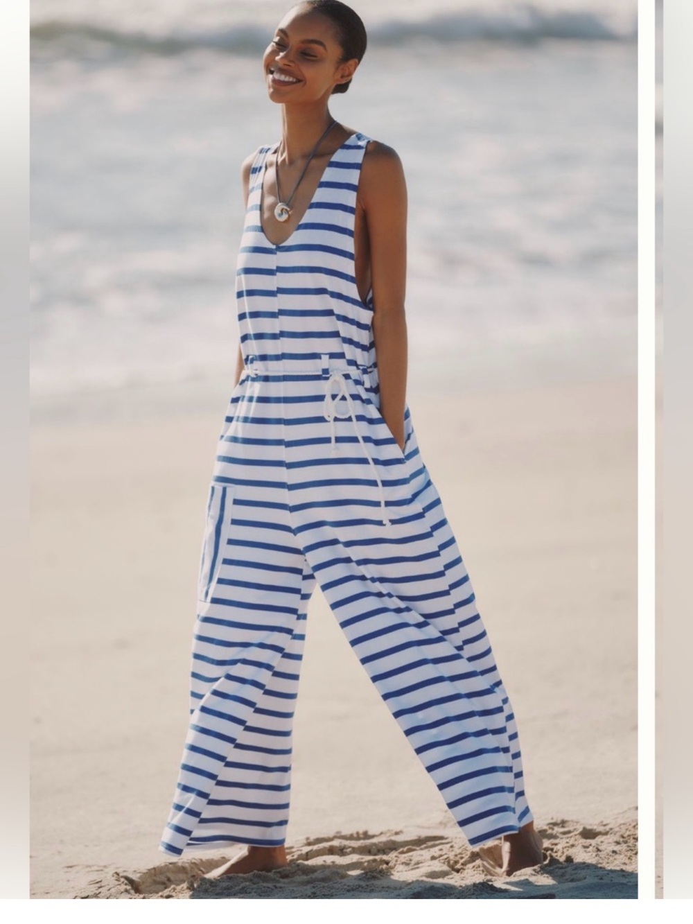 Celenadine blue and white jumpsuit nwt xs Anthropologie sold out